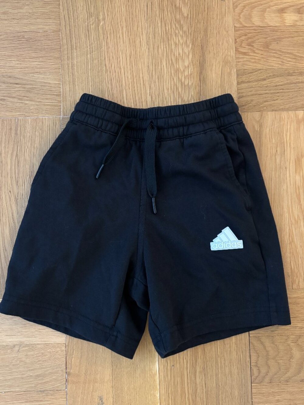 Adidas Kids Black Logo Shorts Drawstring Size 110